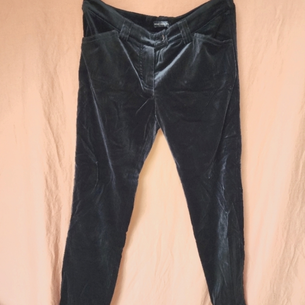 Deep Dark Forest Green Velvet Pants By Balenciaga
